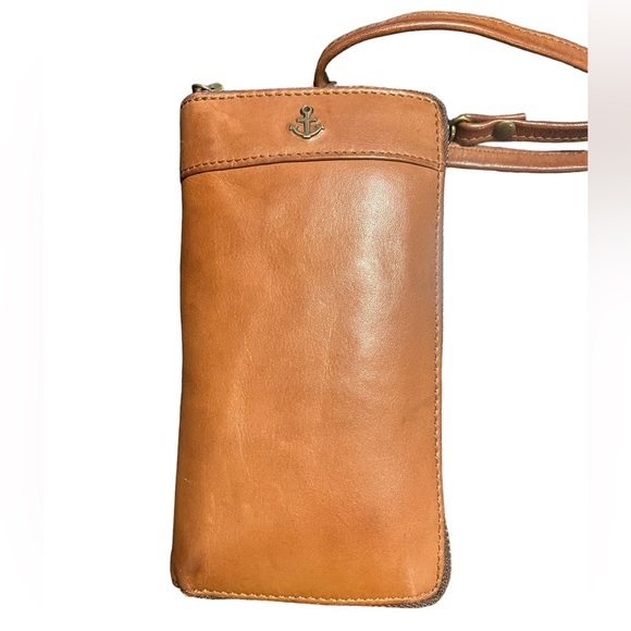 NWOT Harbour2nd: Camel Brown Leather Wallet with Detachable Crossbody Strap - Picture 4 of 5
